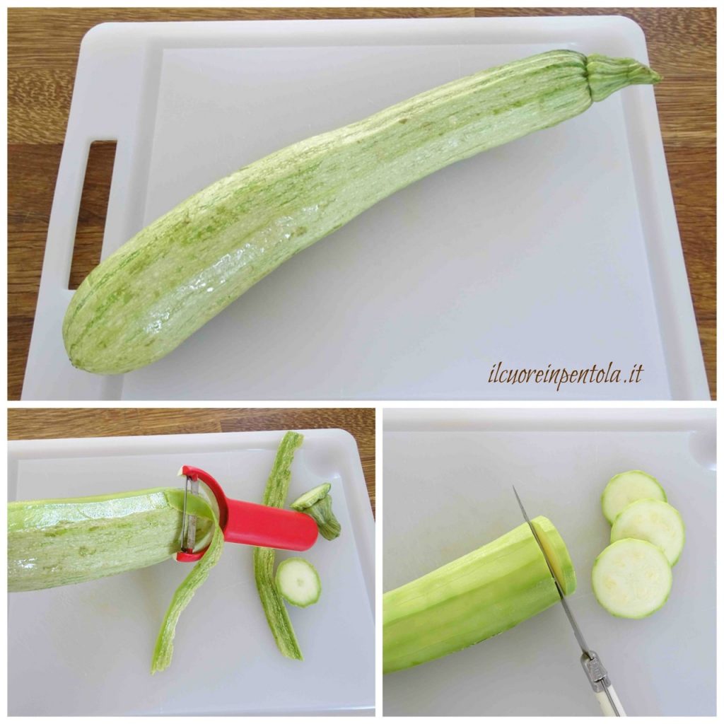 pelare e tagliare zucchine