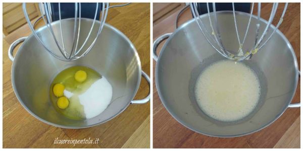 montare uova e zucchero