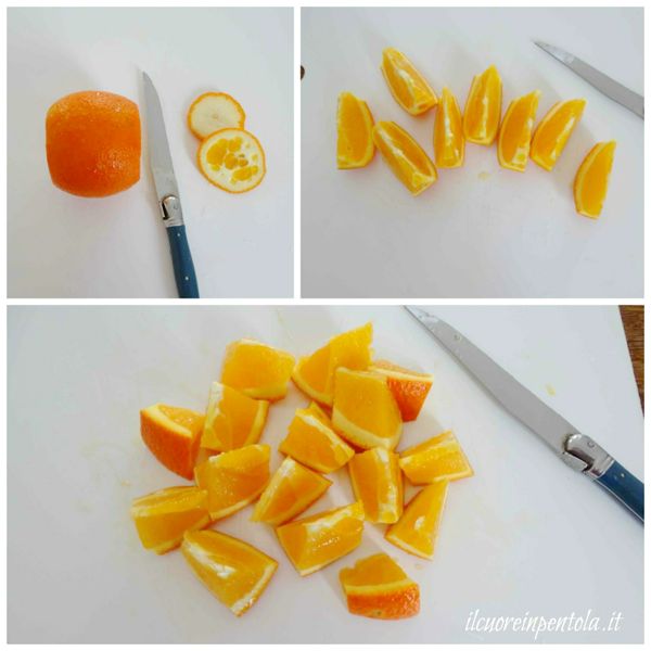 pulire e tagliare arancia