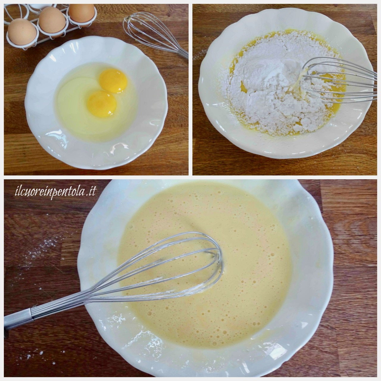 mescolare uova e amido