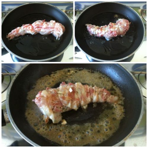 cuocere rana pescatrice avvolta nella pancetta