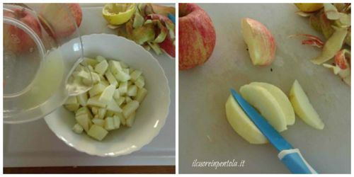 sbucciare e tagliare mele