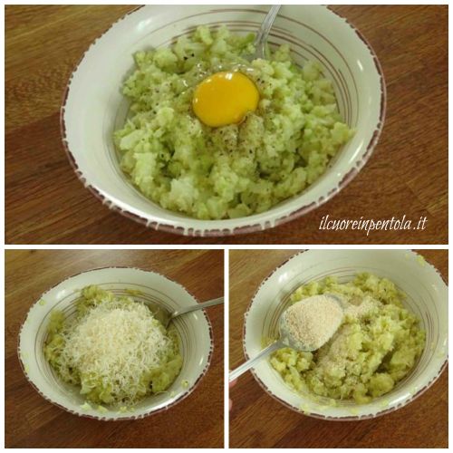 aggiungere uova farina e pangrattato