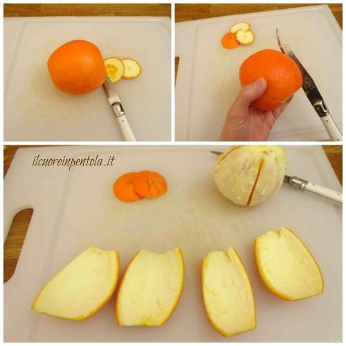 tagliare bucce di arancia