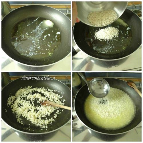 tostare e sfumare risotto