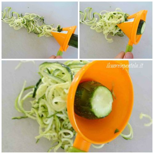 tagliare spaghetti di zucchine