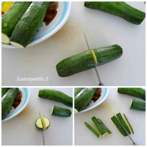 pulire e tagliare zucchine