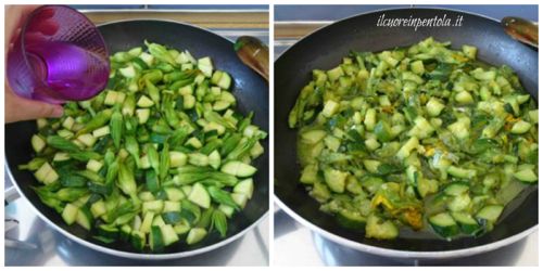 cuocere zucchine e fiori di zucca