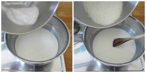 versare latte panna e zucchero in un pentolino