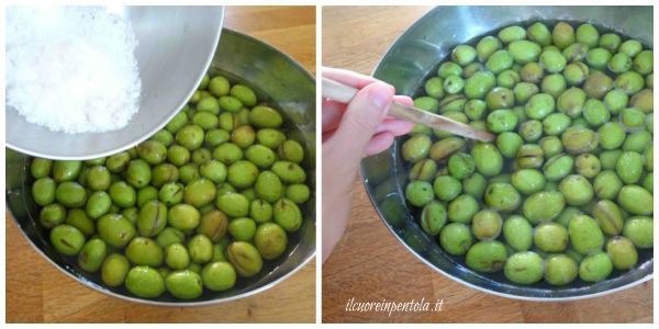 mettere olive in salamoia