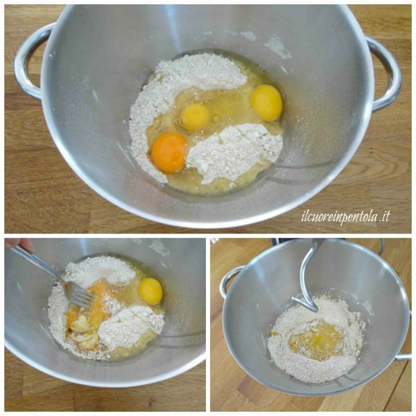 mescolare farine e aggiungere uova