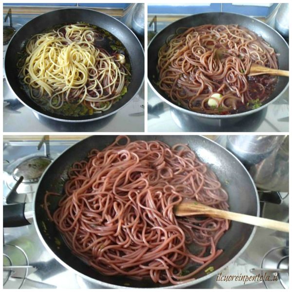 trasferire spaghetti nella padella