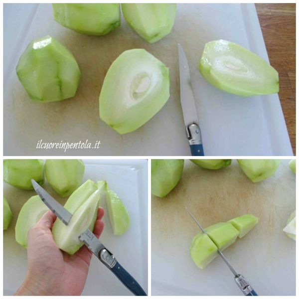 tagliare zucchine a pezzi