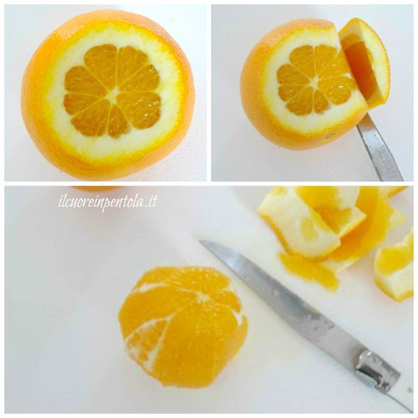 tagliare buccia dell'arancia