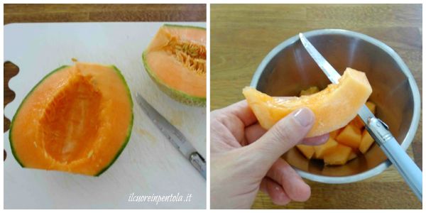 pulire e tagliare il melone