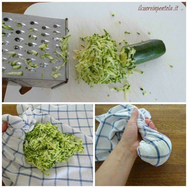 grattugiare e strizzare zucchine