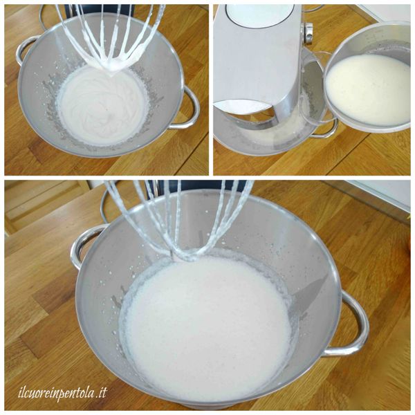 montare panna e aggiungere latte