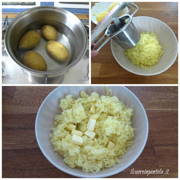 cuocere patate e schiacciarle