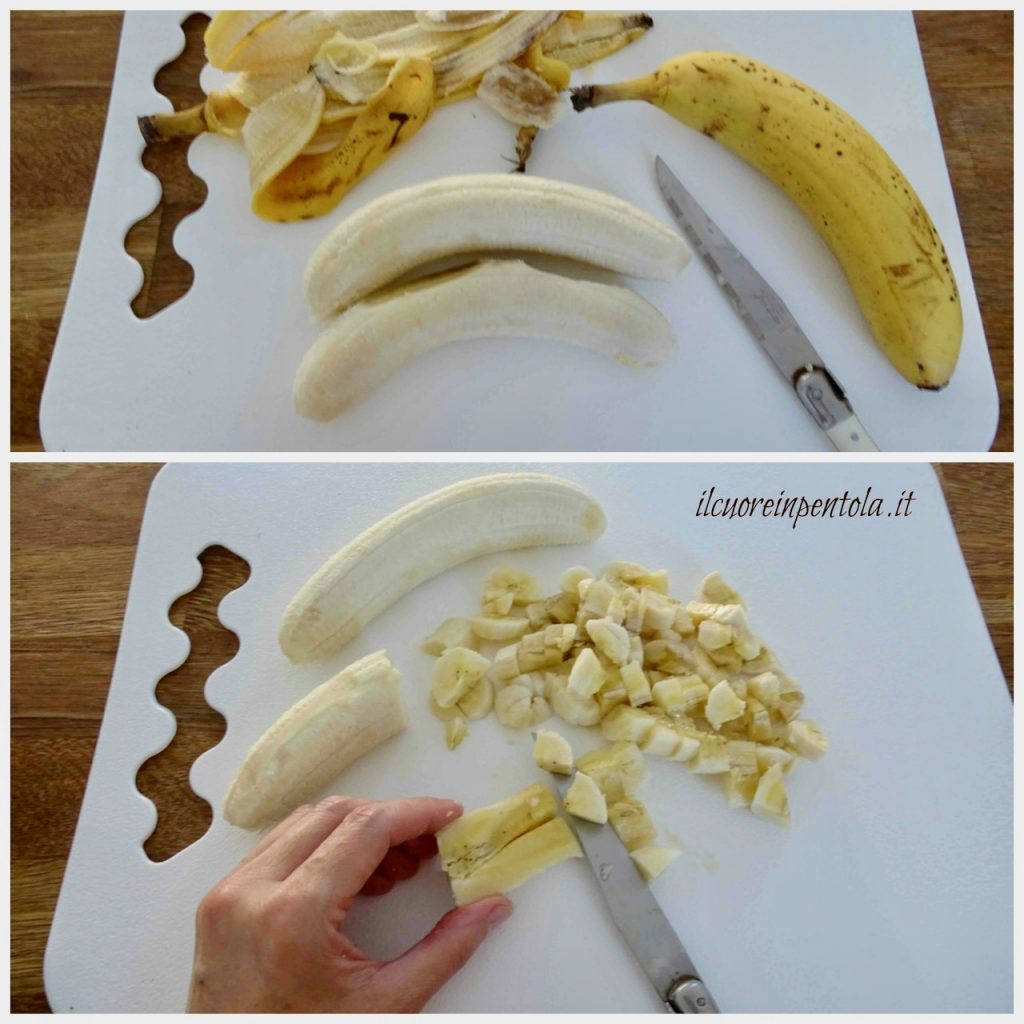 pulire e tagliare banane