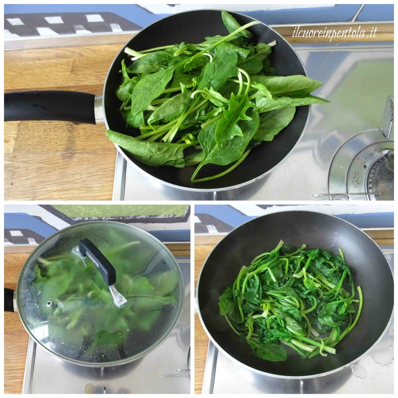 fare appassire spinaci