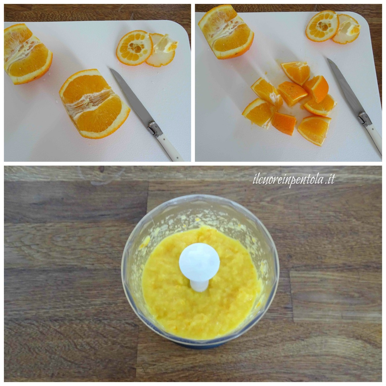 tagliare e frullare arancia