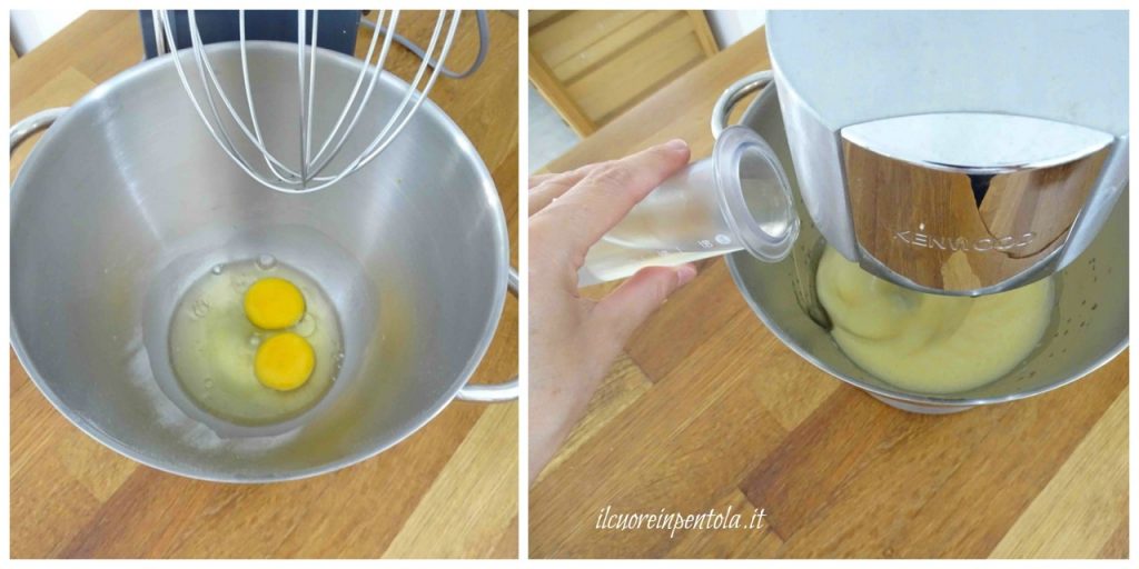 lavorare uova e incorporare olio